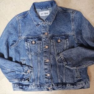 GAP x Disney Minnie Mouse Icon Denim Jacket Women's L 8-10 Distressed Perfectly